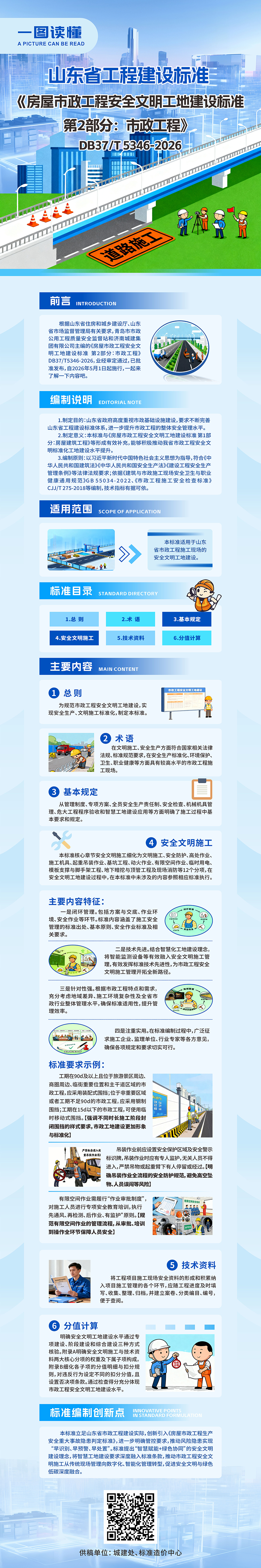 一圖讀懂  山東省工程建設地方標準《房屋市政工程安全文明工地建設標準第2部分：市政工程》發(fā)布實施